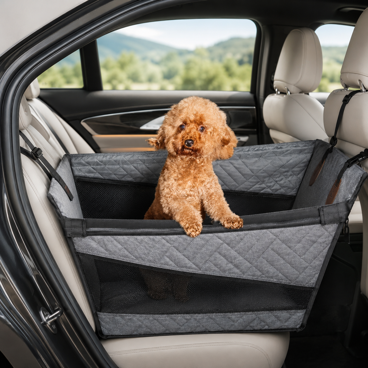PetLovu Waterproof Dog Car Nest Bed & Back Seat Extender