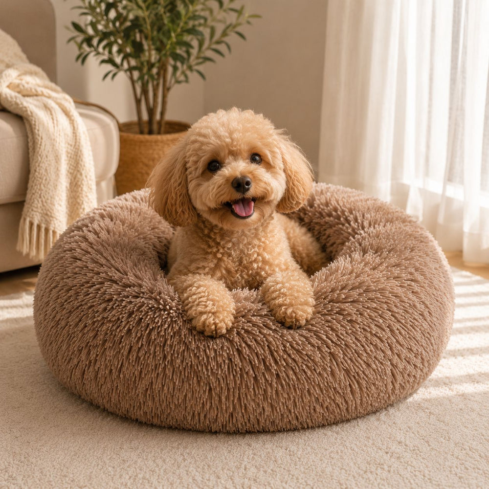 Calming Donut Pet Bed – Ultra-Soft Anti-Anxiety Dog & Cat Bed