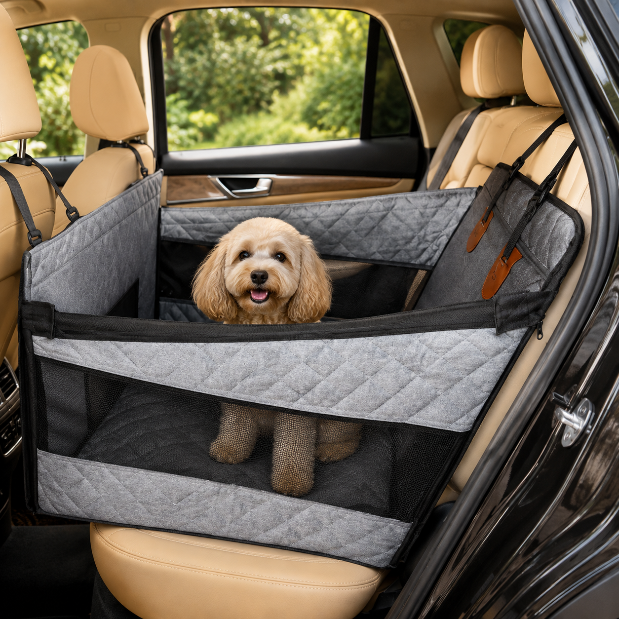 PetLovu Waterproof Dog Car Nest Bed & Back Seat Extender