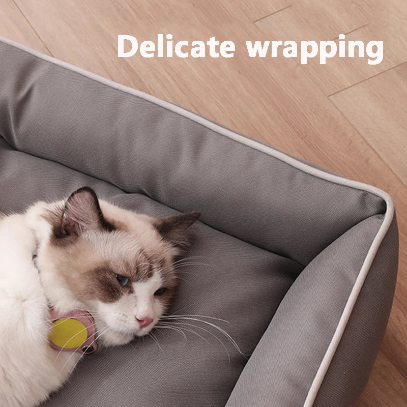 Waterproof square pet sofa bed beige
