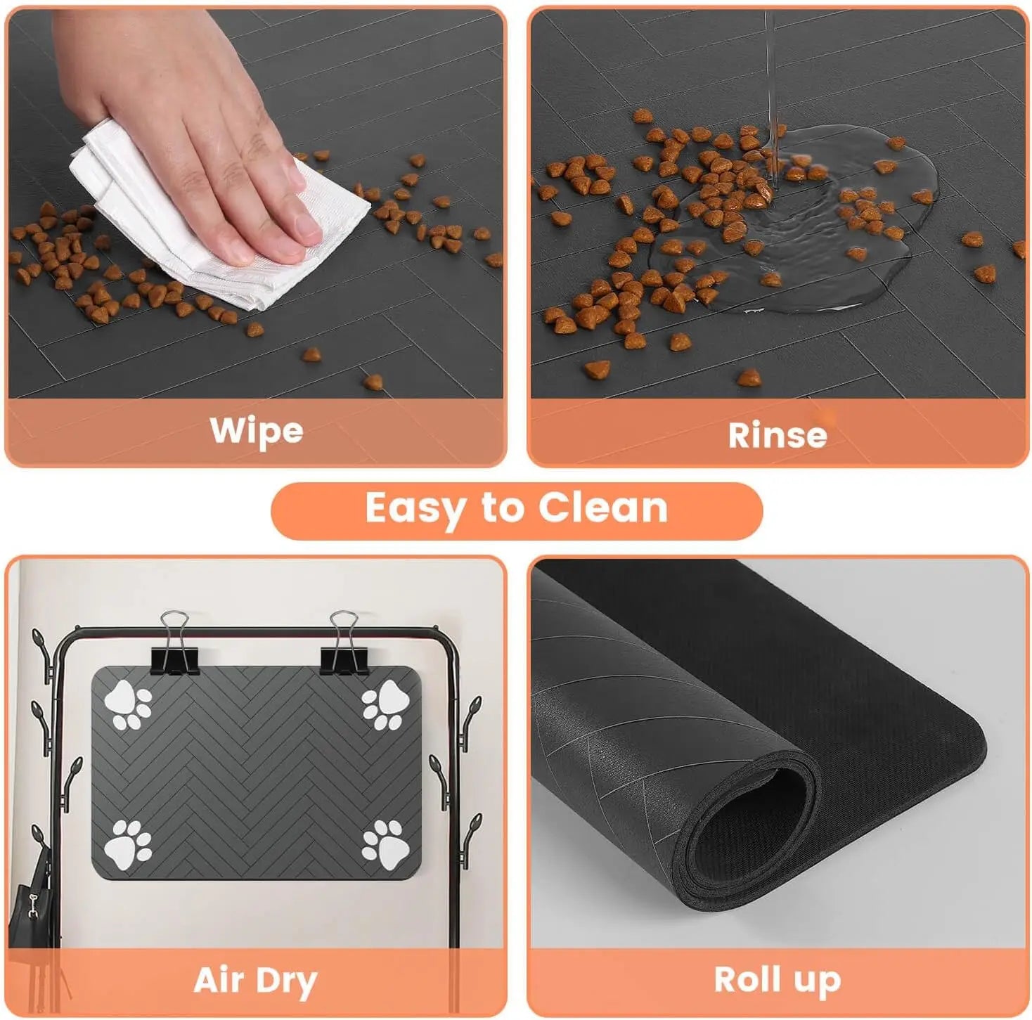 Waterproof pet feeding mat detail