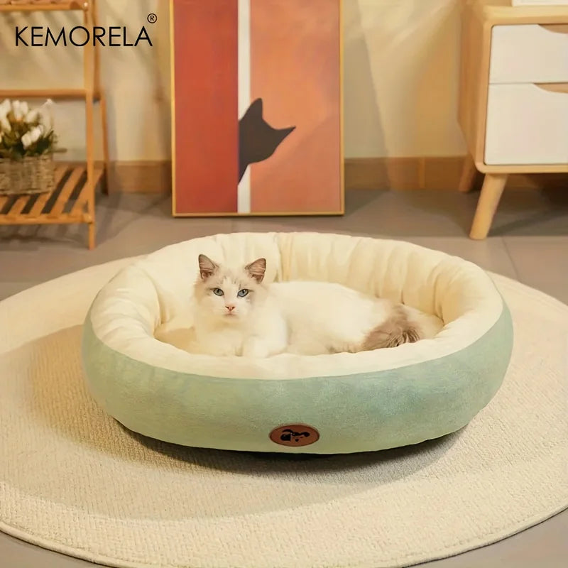 Warm oval pet bed pink