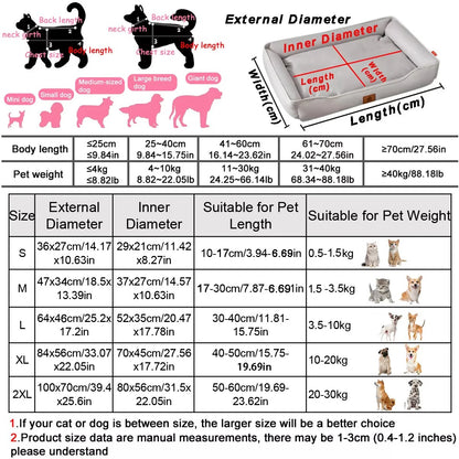 Waterproof square pet sofa bed with dog