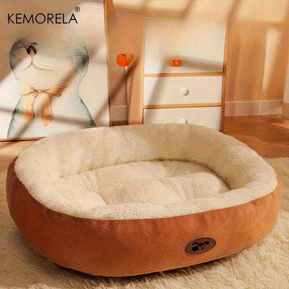 Warm oval pet bed gray