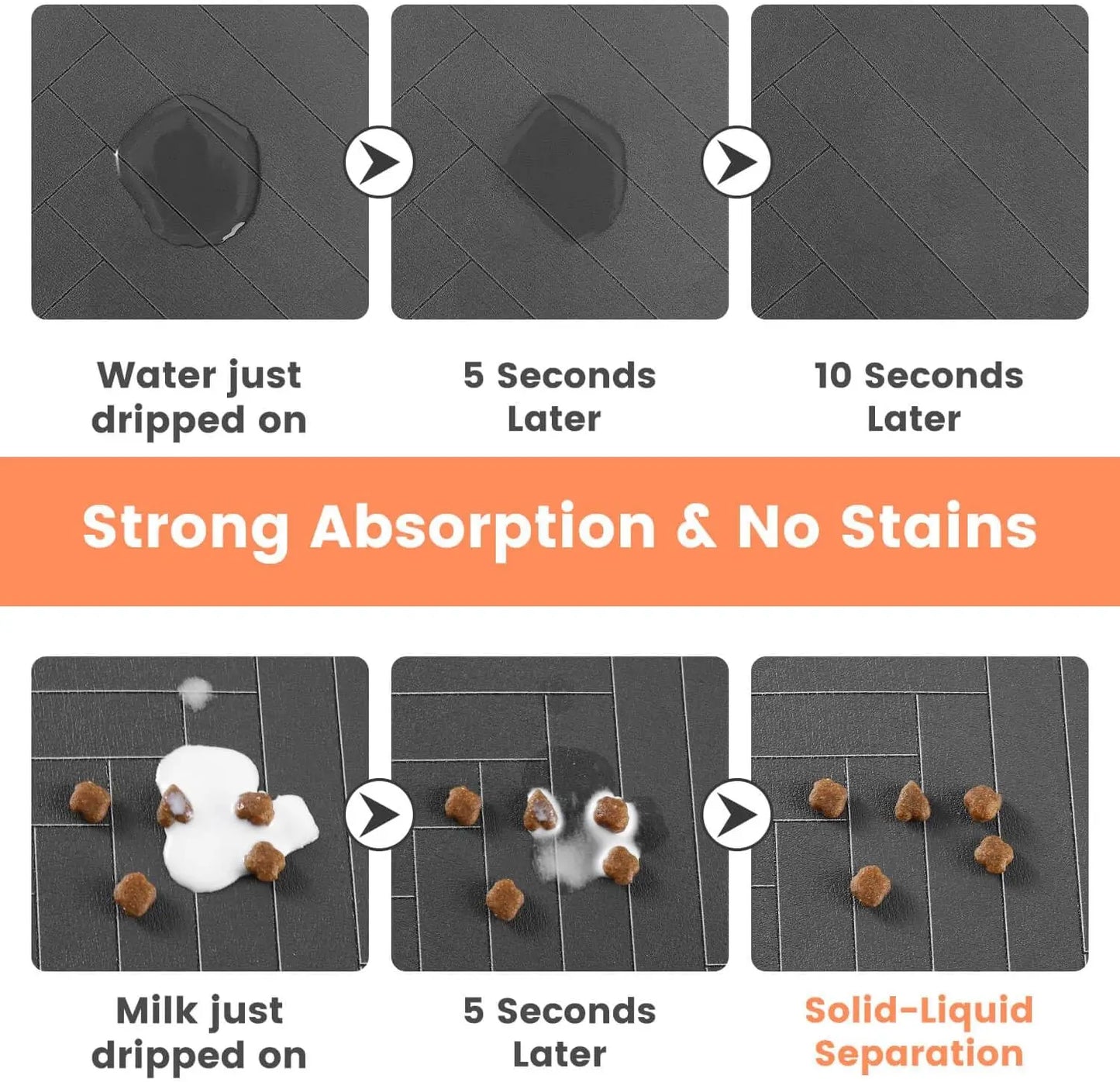 Waterproof pet feeding mat black
