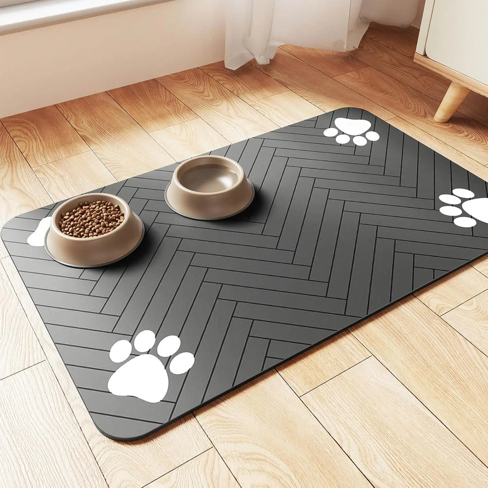 Waterproof pet feeding mat grey