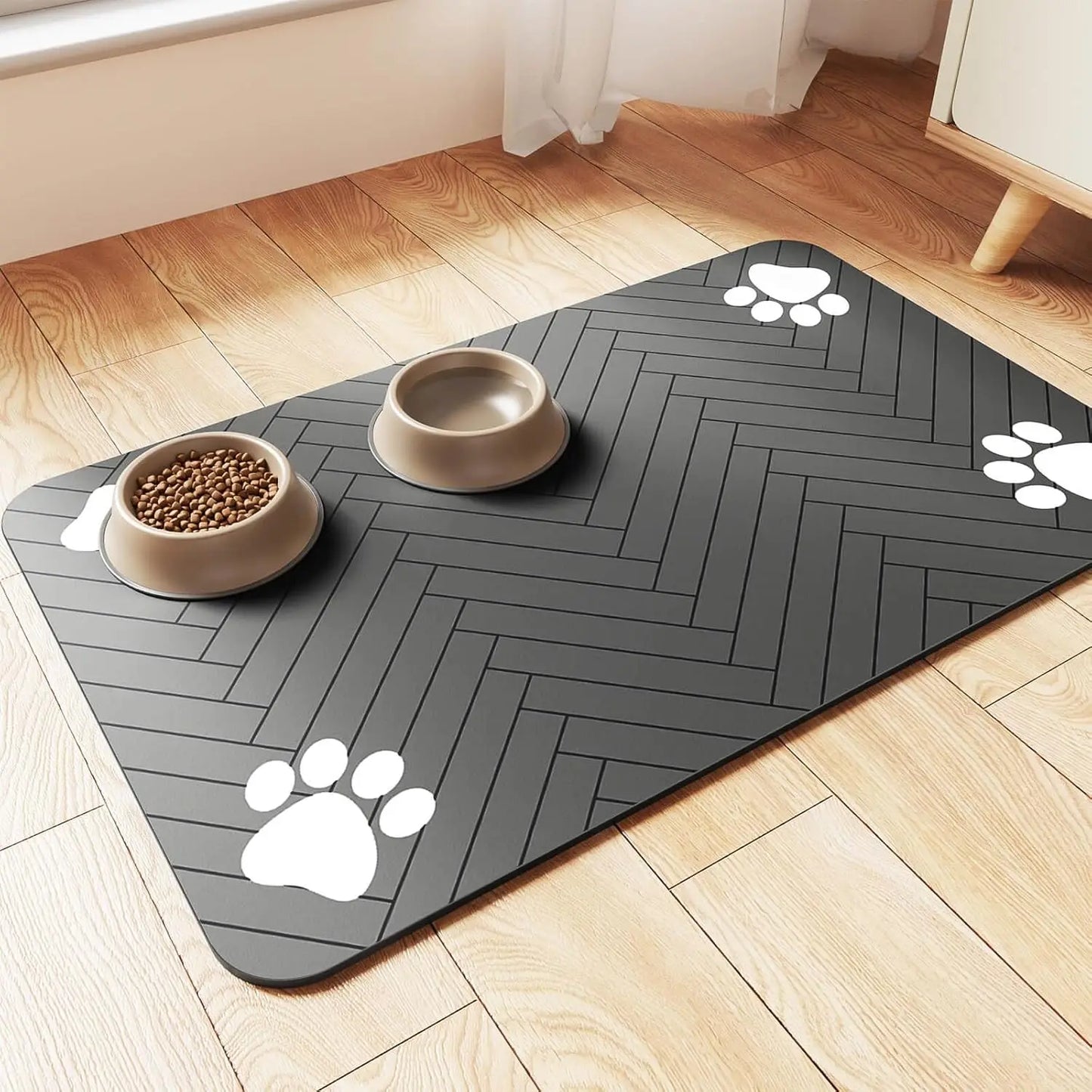 Waterproof pet feeding mat grey