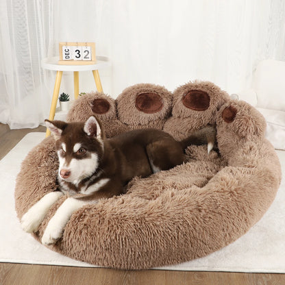 Fluffy warm round pet bed