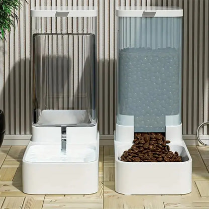 Automatic dog feeder in use