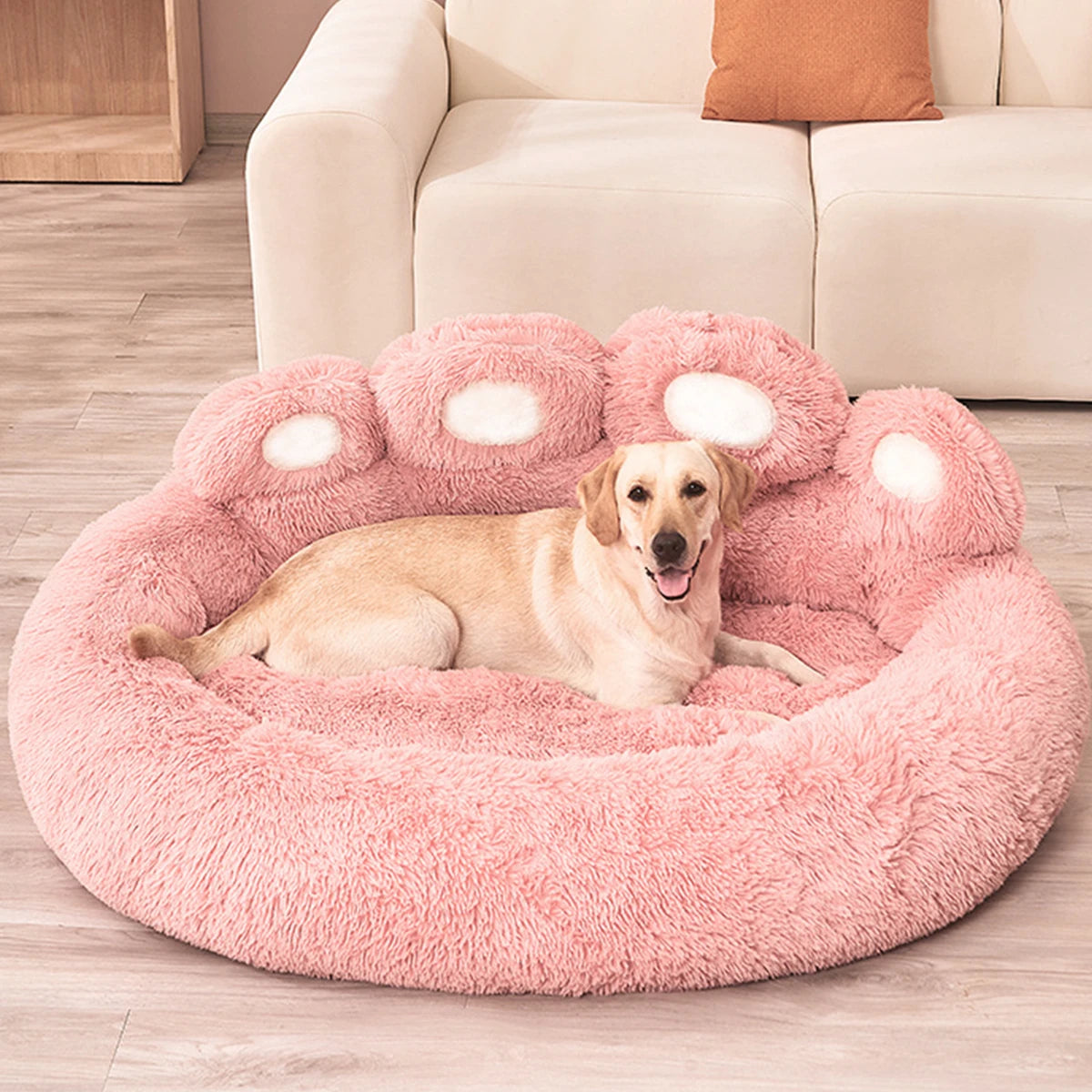 Fluffy warm round pet bed coffee