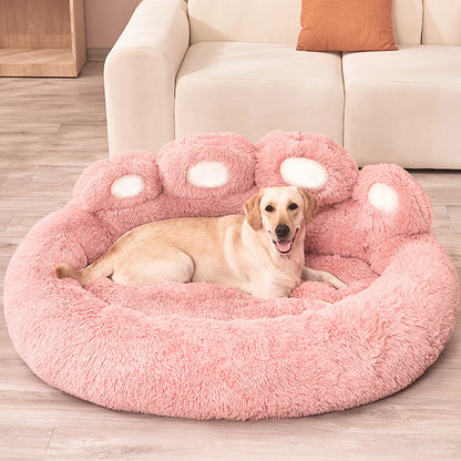 Fluffy warm round pet bed coffee