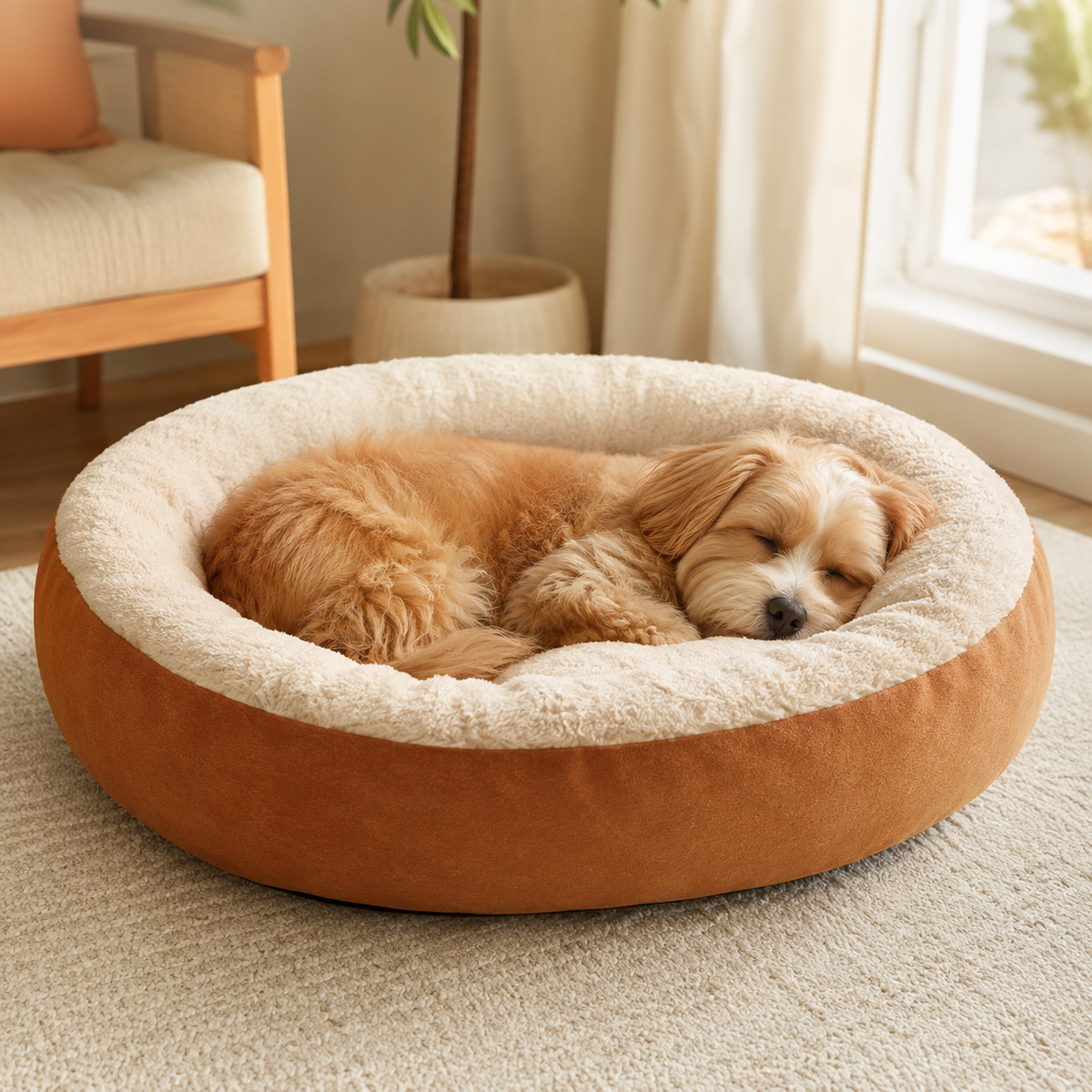 Warm Oval Pet Bed – Thick All-Season Dog & Cat Bed