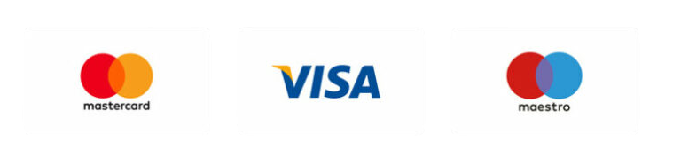 A grid of payment and brand logos on a white background, including PayPal, Mastercard, VISA, maestro, Apple Pay, pay, Google Pay, and stripe.